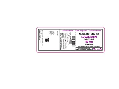 51407-253-60LB LOVASTATIN 40 MG TABS.jpg - 51407 253 60LB  LOVASTATIN 40 MG TABS